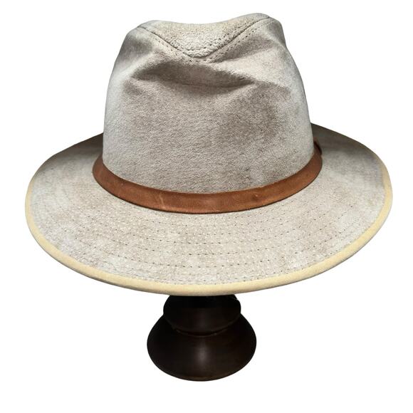 Henschel Fine Hatters Tan Suede Wide Brim Hat VINTAGE Size M Made in USA Outback - Picture 1 of 10